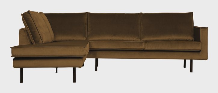 WOOOD Hoekbank 'Rodeo' Links, Velvet, kleur Honing Geel