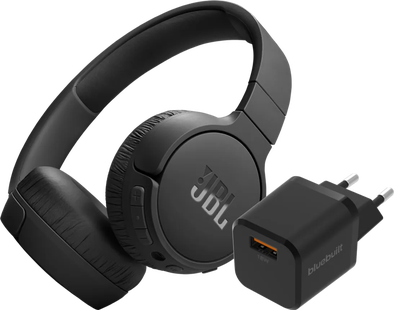 JBL Tune 670NC Zwart + BlueBuilt Quick Charge Oplader met Usb A Poort 18W Zwart