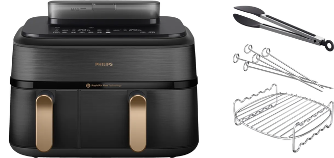 Philips 5000 Series Dual Basket NA552/00 + Dubbellaagse kookset