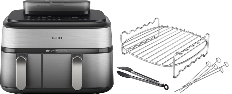 Philips 5000 Series Dual Basket NA555/00 + Dubbellaagse kookset