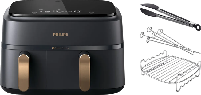 Philips 3000 series Dual Basket NA352/00 + Dubbellaagse kookset
