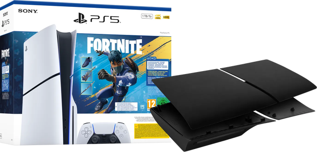 PlayStation 5 Slim Disc Edition Fortnite bundel + Covers Zwart