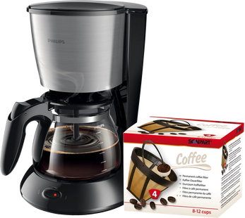 Philips Daily HD7462/20 Zilver + Scanpart Permanent Filter