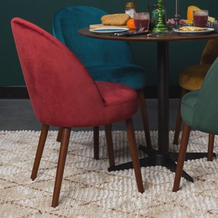 Dutchbone Eetkamerstoel 'Barbara' Velvet, kleur Rood