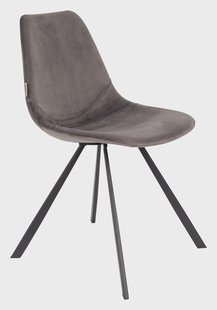 Dutchbone Eetkamerstoel 'Franky' Velvet, kleur Grijs