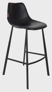 Dutchbone Barkruk 'Franky' PU (zithoogte 80cm), kleur Zwart