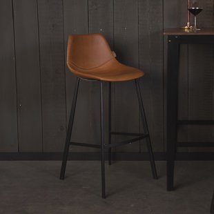 Dutchbone Barkruk 'Franky' PU (zithoogte 80cm), kleur Bruin