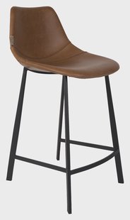 Dutchbone Barkruk 'Franky' PU (zithoogte 65cm), kleur Bruin