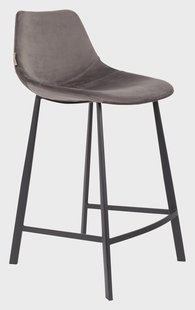 Dutchbone Barkruk 'Franky' Velvet (zithoogte 65cm), kleur Grijs