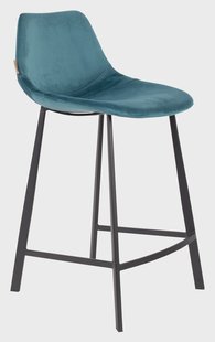 Dutchbone Barkruk 'Franky' Velvet (zithoogte 65cm), kleur Petrol