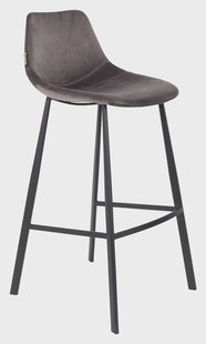 Dutchbone Barkruk 'Franky' Velvet (zithoogte 80cm), kleur Grijs