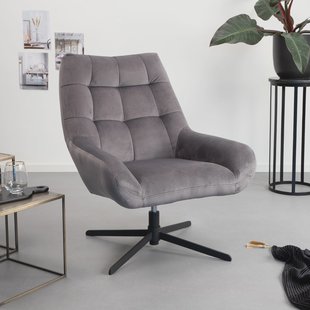 Sohome Draaifauteuil 'Nela' Velvet, kleur Donkergrijs