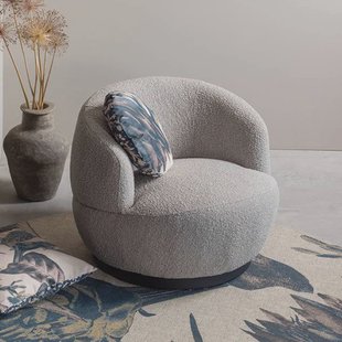 WOOOD Draaifauteuil 'Woolly' Bouclé, kleur Naturel