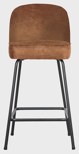 WOOOD Barkruk 'Vogue' (zithoogte 65cm) Leder, kleur Cognac