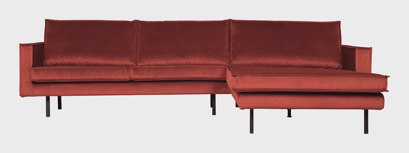 WOOOD Loungebank 'Rodeo' Rechts, Velvet, kleur Chestnut
