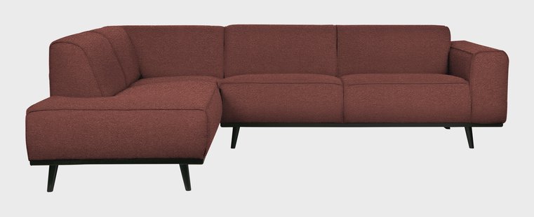 WOOOD Hoekbank 'Statement' Links, Bouclé, kleur Chestnut