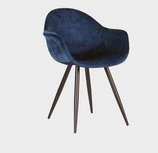 LABEL51 Eetkamerstoel 'Forli',Velvet, kleur Blauw