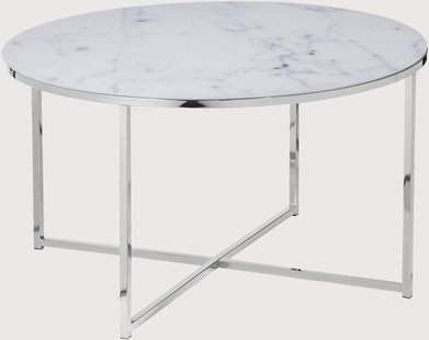 Artistiq Salontafel 'Roel', 80cm, Marmerlook, kleur Wit /Chroom
