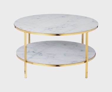 Artistiq Salontafel 'Daisy', 80cm, Marmerlook, kleur Wit