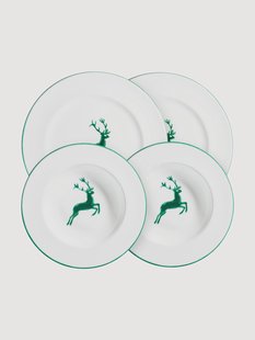 Handgemaakte keramiek servies Green Deer, 2 personen, 4-delig