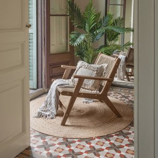 Kave Home Vloerkleed 'Doc' 150 x 150cm, kleur Naturel