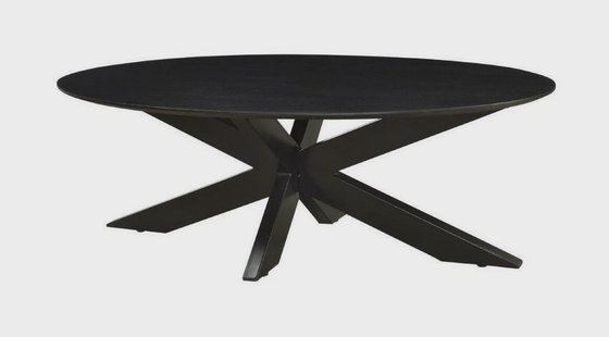 LivingFurn Ovale Salontafel 'Oslo' Mangohout, kleur Zwart, 130 cm