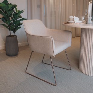 Jesper Home Eetkamerstoel 'Hofu' Slide Rose Gold, kleur Wild Walnut