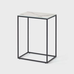 Kave Home Bijzettafel 'Rewena' Keramiek met marmerlook, 45 x 30cm, kleur Wit