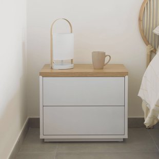 Kave Home Nachtkastje 'Abilen' Eiken, 53 x 44cm, kleur Wit