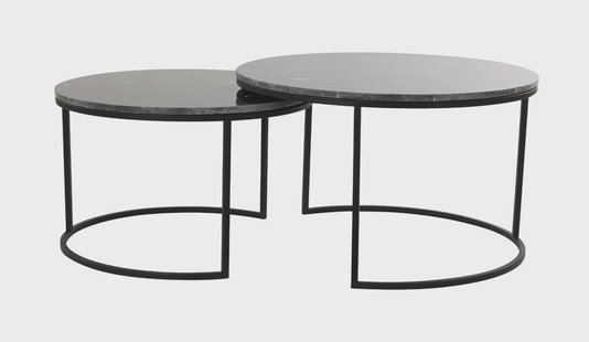 Light & Living Salontafel 'Alfio' Set van 2 stuks, bruin marmer+zwart