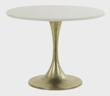 Light & Living Bijzettafel 'Rickerd' Ø61cm, wit marmer+antiek brons