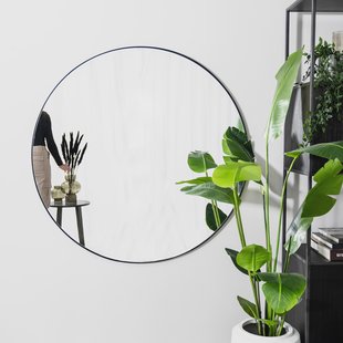 By-Boo Ronde Spiegel 'Immense' XXL 120cm, kleur Zwart