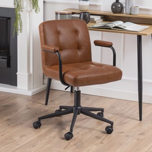 Bendt Bureaustoel 'Lennix' met armleuning, PU, kleur Bruin