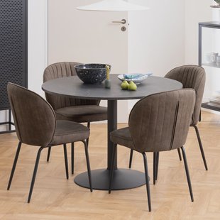 Bendt Ronde Eettafel 'Ivana' Marmerprint, Ø110cm, kleur Zwart