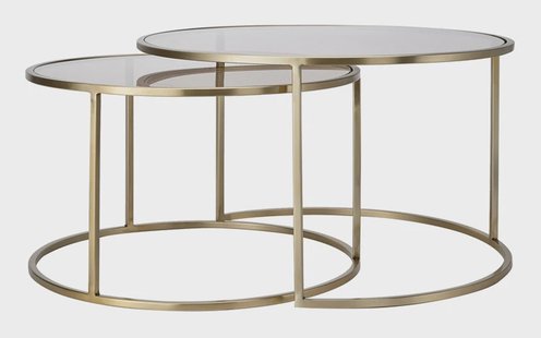 Light & Living Salontafel 'Duarte' Set van 2 stuks, kleur Goud/Lichtbruin