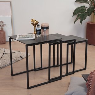Sohome Bijzettafel 'Parker' Keramiek, Set van 3 stuks, kleur Zwart