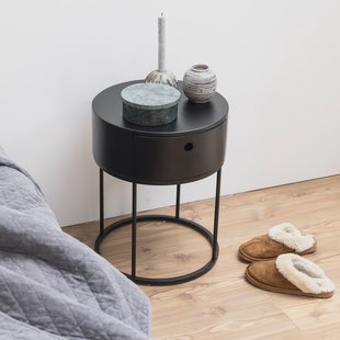 Bendt Rond Nachtkastje 'Gaga' met lade, kleur Zwart