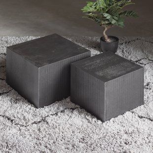 WOOOD Vierkante Bijzettafel 'Sanne' Set van 2 stuks, kleur zwart