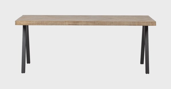 WOOOD Eettafel 'Tablo' Mangohout Visgraat, met 2-standen poot, 180 x 90cm