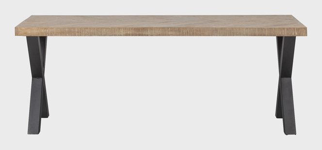 WOOOD Eettafel 'Tablo' Mangohout Visgraat, met X-poot, 200 x 90cm