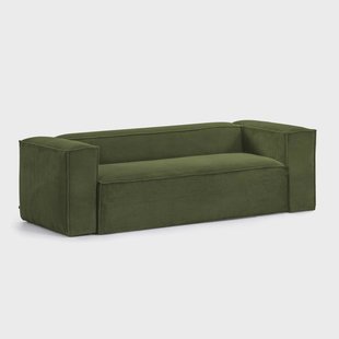 Kave Home 3-zits Bank 'Blok' 240 cm, Rib, kleur Donkergroen