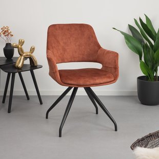 LivingFurn Eetkamerstoel 'Capp' Velvet, kleur Roest