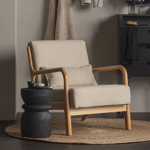 WOOOD Fauteuil 'Mark' Stof, kleur Naturel