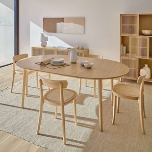 Kave Home Uitschuifbare Ronde Eettafel 'Oqui' 120 - 200 x 120cm, kleur Eiken Naturel