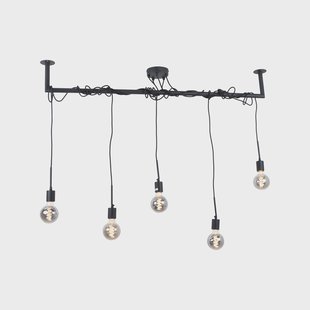 Urban Interiors Hanglamp 'Bar' 5-lamps, kleur Zwart