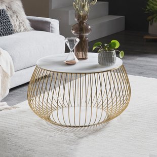 Artistiq Salontafel 'Esra' Marmerlook, 72cm, kleur Goud