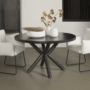 Sohome Ronde Eettafel 'Joshua' Mangohout, ø130cm, kleur Zwart