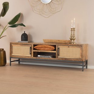 RENEW TV-meubel 'Carini' Hout en Webbing, 160cm, kleur Naturel