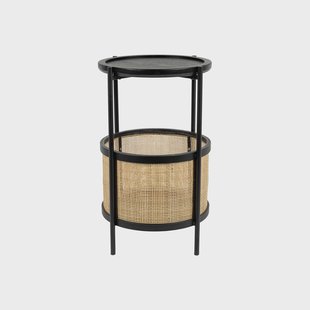 ZILT Ronde Bijzettafel 'Maddie' Rotan, kleur Zwart