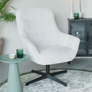 ZILT Draaibare Fauteuil 'Yaki' Bouclé, kleur Off White